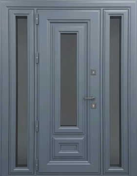 Остекленная входная группа с терморазрывом, металлофиленкой и порошковым покрытием антрацит