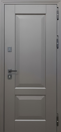 Входная дверь для квартиры с отделкой из фрезерованных панелей МДФ с покраской эмалью